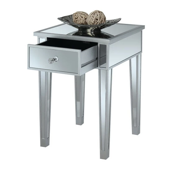 Best reviews of â Silver Orchid Talmadge Mirrored End Table With Drawer Champagne/mirror đ - Image 2