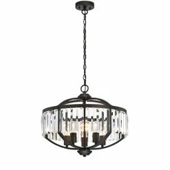 Coupon 💯 Silver Orchid Basch 5-light Oil Rubbed Bronze/Crystal Glass Hanging Pendant 👍