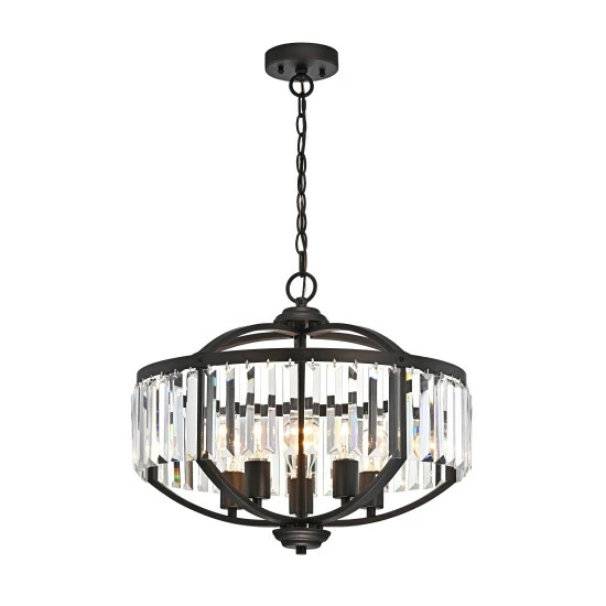 Coupon ๐ฏ Silver Orchid Basch 5-light Oil Rubbed Bronze/Crystal Glass Hanging Pendant ๐ - Image 3