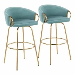 Flash Sale ✨ Silver Orchid Battista 30" Fixed-Height Gold Bar Stool With Round Gold Footrest (Set Of 2) Black Velvet/gold 🤩 -Silver Orchid Shop unnamed file 2989