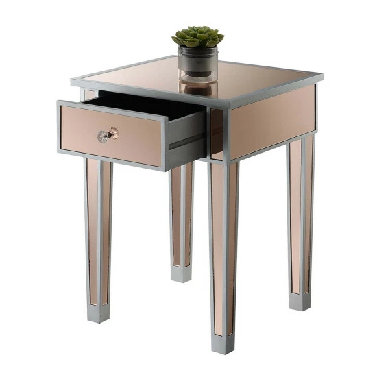 Best reviews of â Silver Orchid Talmadge Mirrored End Table With Drawer Champagne/mirror đ - Image 5