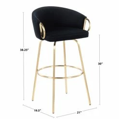 Flash Sale ✨ Silver Orchid Battista 30" Fixed-Height Gold Bar Stool With Round Gold Footrest (Set Of 2) Black Velvet/gold 🤩 -Silver Orchid Shop unnamed file 2990