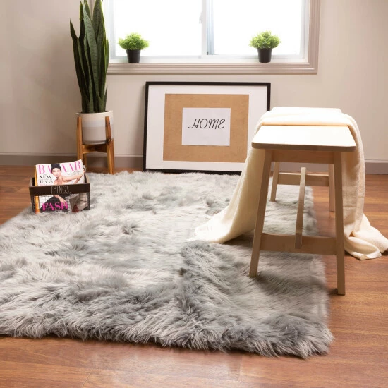 Budget đ Silver Orchid Parrott Faux Fur Sheepskin Area Rug Light Brown đ - Image 4