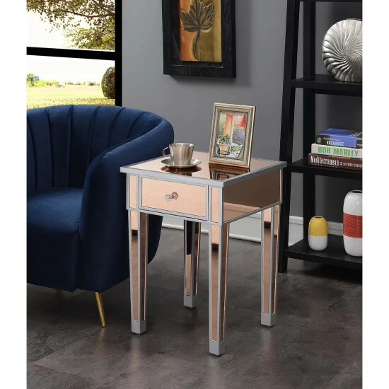 Best reviews of â Silver Orchid Talmadge Mirrored End Table With Drawer Champagne/mirror đ - Image 6