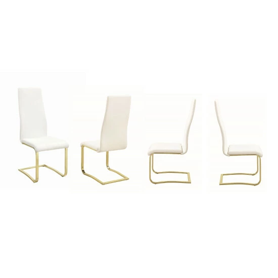 Best deal đ Silver Orchid Valkyrien White And Gold Dining Side Chairs (Set Of 4) - 17" X 22.75" X 43.75" â¨