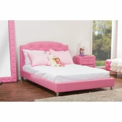 Best deal 🎉 Silver Orchid Bird Pink Leather Contemporary Full Bed 🔥