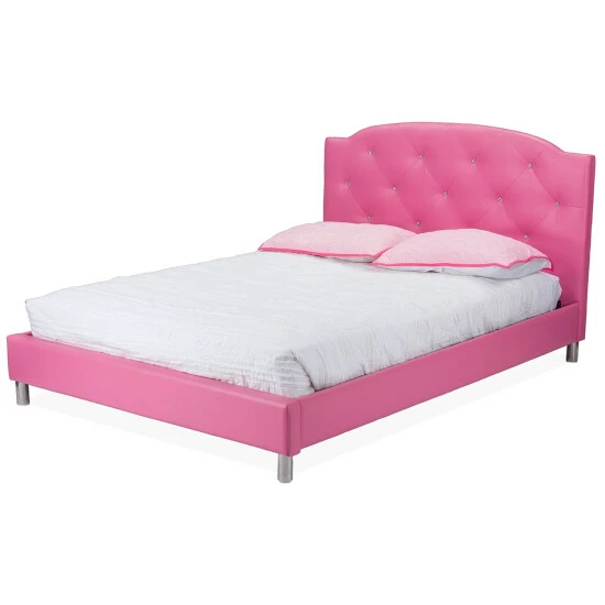 Best deal đ Silver Orchid Bird Pink Leather Contemporary Full Bed đĽ - Image 2