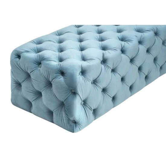 Deals ✔️ Silver Orchid Abbot Sea Blue Velvet Ottoman ✔️ - Image 5