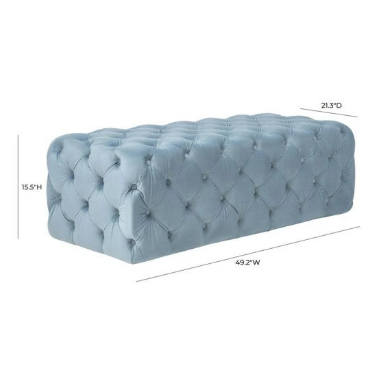 Deals ✔️ Silver Orchid Abbot Sea Blue Velvet Ottoman ✔️ - Image 6