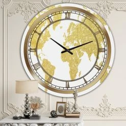 Buy 🎁 Silver Orchid Clayton 'Map Of The Earth' Large Fashion Wall Clock 👍