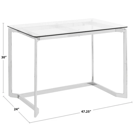 Brand new ๐ Silver Orchid Tower Master Office Desk Black Metal/clear Glass ๐งจ - Image 3