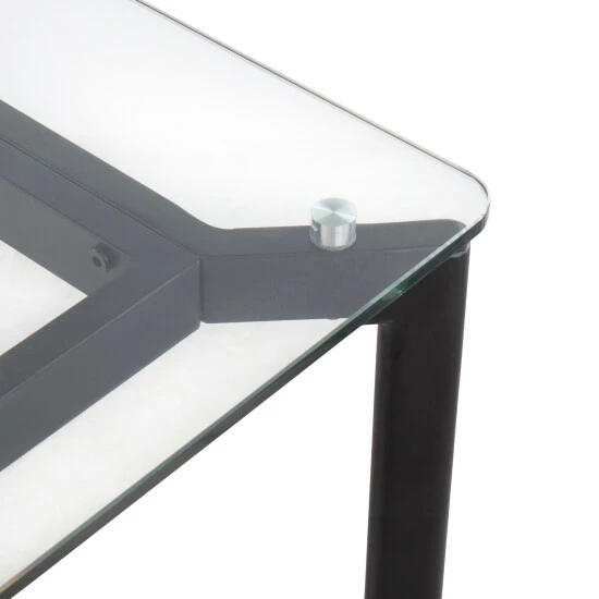 Brand new ๐ Silver Orchid Tower Master Office Desk Black Metal/clear Glass ๐งจ - Image 8