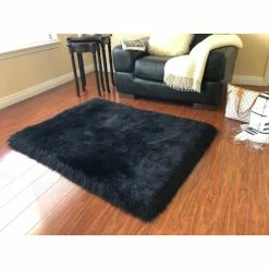 Wholesale 🌟 Silver Orchid Nansen Luxurious Faux Sheepskin Square Shape Shag Area Rug Black 🎁 -Silver Orchid Shop unnamed file 3138