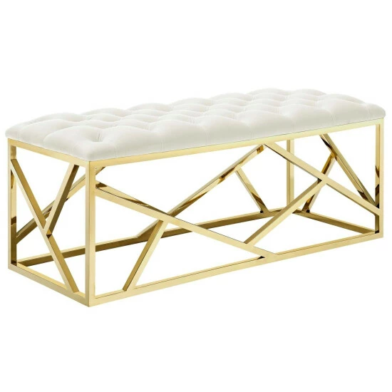 Wholesale đ Silver Orchid Sebastian Button-tufted Bench Gold Black 𼰠- Image 3