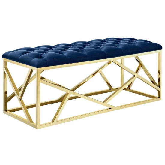 Wholesale đ Silver Orchid Sebastian Button-tufted Bench Gold Black 𼰠- Image 4