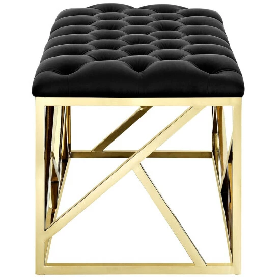 Wholesale đ Silver Orchid Sebastian Button-tufted Bench Gold Black 𼰠- Image 5