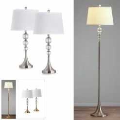Promo ⭐ Silver Orchid Orloff 3-piece Lamp Set Brushed Nickle 👏