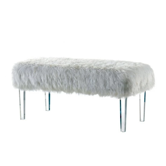 Cheapest ๐ฏ Silver Orchid Andral Contemporary Faux Fur Bench Grey โ - Image 3