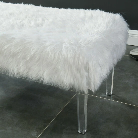 Cheapest ๐ฏ Silver Orchid Andral Contemporary Faux Fur Bench Grey โ - Image 4