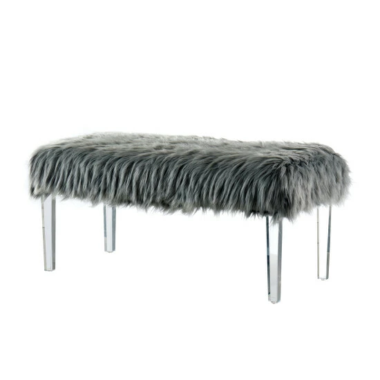 Cheapest ๐ฏ Silver Orchid Andral Contemporary Faux Fur Bench Grey โ - Image 7