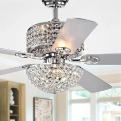 Discount 👍 Silver Orchid Finlayson Chrome 5-blade 52-inch Lighted Ceiling Fan 👏
