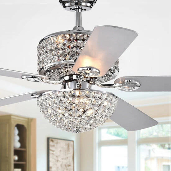 Discount đ Silver Orchid Finlayson Chrome 5-blade 52-inch Lighted Ceiling Fan đ