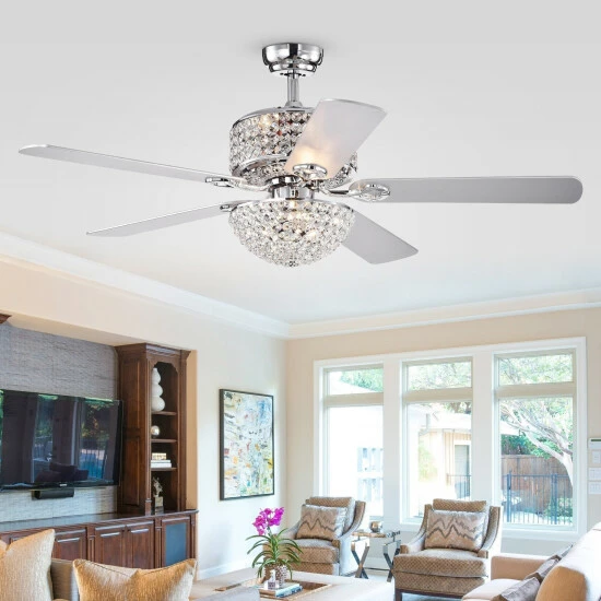Discount đ Silver Orchid Finlayson Chrome 5-blade 52-inch Lighted Ceiling Fan đ - Image 2