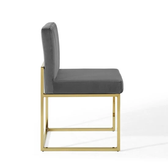 Wholesale đ Silver Orchid Haussermann Channel Tufted Sled Base Velvet Dining Chair Gold Dusty Rose đ - Image 3