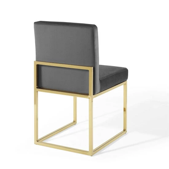 Wholesale đ Silver Orchid Haussermann Channel Tufted Sled Base Velvet Dining Chair Gold Dusty Rose đ - Image 4