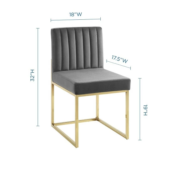 Wholesale đ Silver Orchid Haussermann Channel Tufted Sled Base Velvet Dining Chair Gold Dusty Rose đ - Image 7