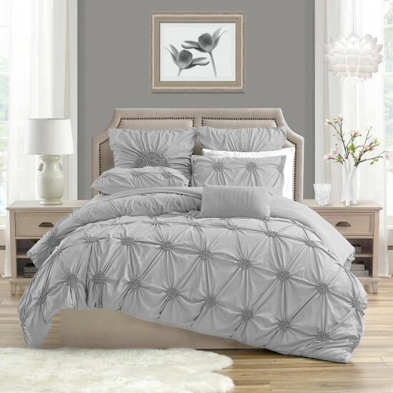 Deals đ Silver Orchid Breamer Floral Pleated Duvet Cover Indigo đ