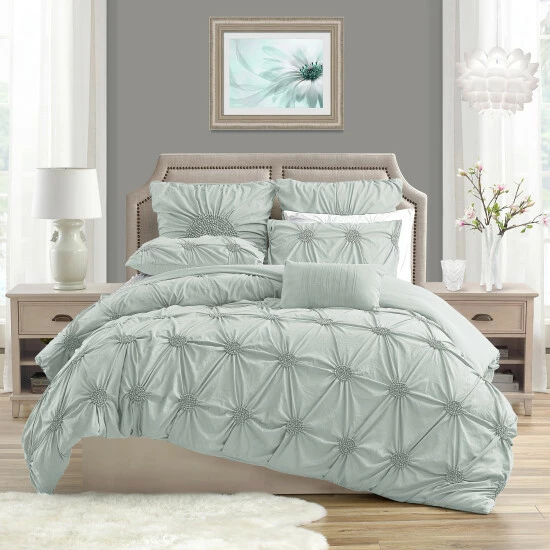 Deals đ Silver Orchid Breamer Floral Pleated Duvet Cover Indigo đ - Image 4