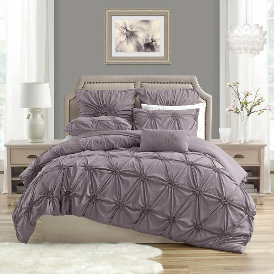 Deals đ Silver Orchid Breamer Floral Pleated Duvet Cover Indigo đ - Image 5