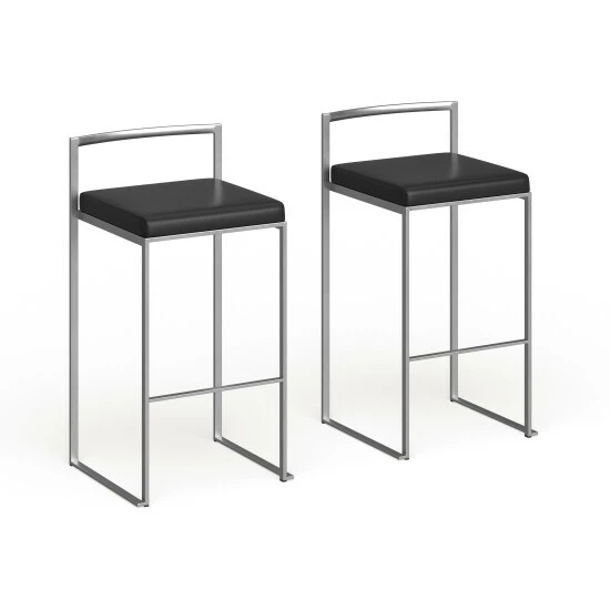 Promo â Silver Orchid Forrest Stackable Faux Leather Bar Stools (Set Of 2) - N/A Black đ