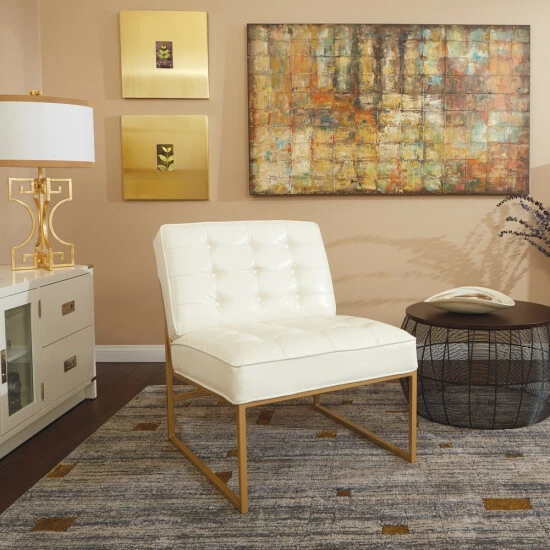 Discount ๐ Silver Orchid BerdoniFaux Leather Chair With Gold ๐งฅ Coated Frame White โจ 3 Discount ๐ Silver Orchid BerdoniFaux Leather Chair With Gold ๐งฅ Coated Frame White โจ