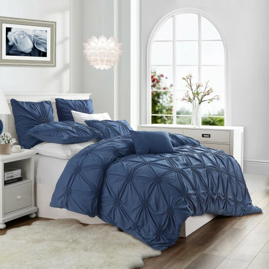 Deals đ Silver Orchid Breamer Floral Pleated Duvet Cover Indigo đ - Image 8