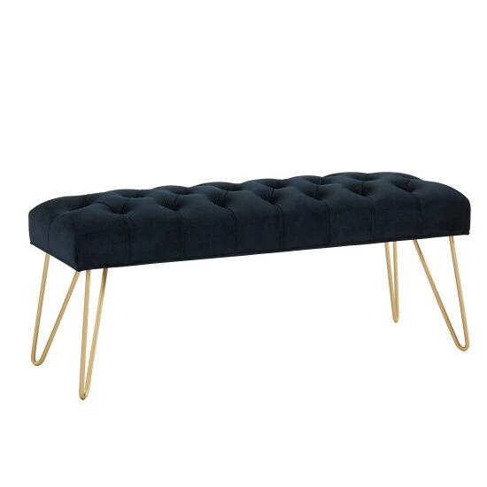 Coupon ๐คฉ Silver Orchid Orla Button Tufted Velvet Bench Black ๐ฅ