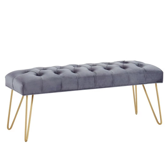 Coupon ๐คฉ Silver Orchid Orla Button Tufted Velvet Bench Black ๐ฅ - Image 3