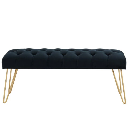 Coupon ๐คฉ Silver Orchid Orla Button Tufted Velvet Bench Black ๐ฅ - Image 5