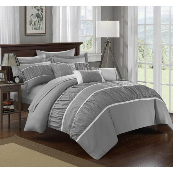 New 💯 Silver Orchid Monroe Grey 10-piece Bed-in-a-Bag With Sheet Set 🤩 - Image 2