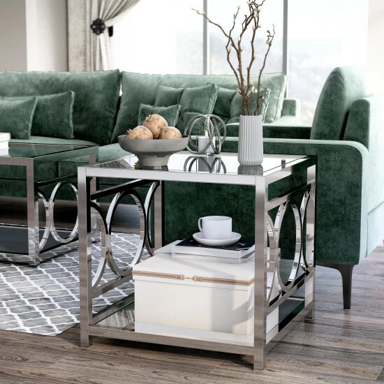 Cheapest โจ Silver Orchid Pehrson 24-inch Glass Top Metal 1-shelf Side Table Chrome ๐ฅ - Image 7