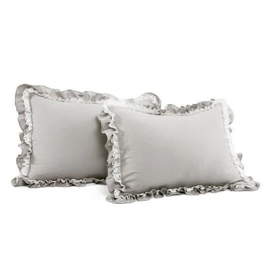 Outlet 𼰠Silver Orchid Gerard Shabby Chic Ruffle Lace Comforter Set Neutral đ - Image 5
