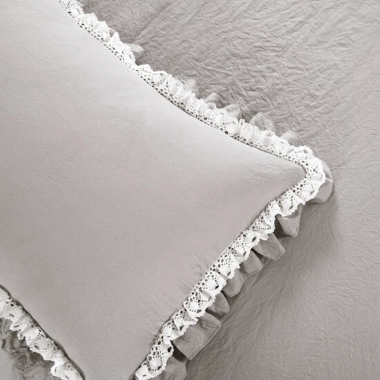 Outlet 𼰠Silver Orchid Gerard Shabby Chic Ruffle Lace Comforter Set Neutral đ - Image 6