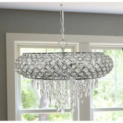 Brand new 🤩 Silver Orchid Erlanger Clear And Chrome Tiered Crystal Glass Chandelier - 18.75"L X 18.75"W X 14.25"H 🔥