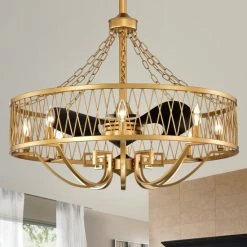 Flash Sale 🔥 Silver Orchid Brownlow 3-Blade Chandelier With Metal Drum Open Cage 🥰