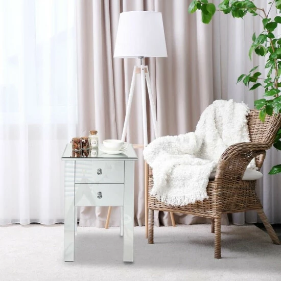 Flash Sale ๐ Silver Orchid Minzenti Modern And Contemporary Mirrored 2-Drawers Nightstand ๐