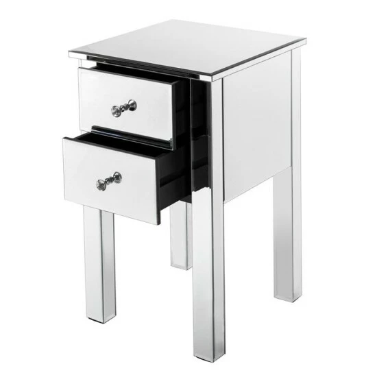 Flash Sale ๐ Silver Orchid Minzenti Modern And Contemporary Mirrored 2-Drawers Nightstand ๐ - Image 4