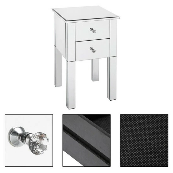 Flash Sale ๐ Silver Orchid Minzenti Modern And Contemporary Mirrored 2-Drawers Nightstand ๐ - Image 7