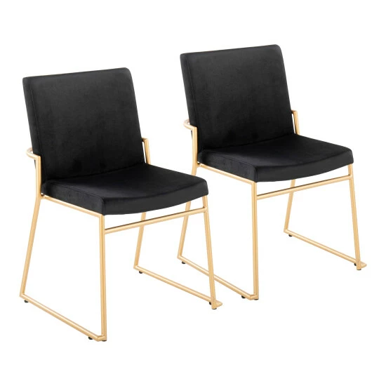 Discount đ Silver Orchid Jayci Dining Chair - Set Of 2 Black Velvet/gold Metal đ 6 Discount đ Silver Orchid Jayci Dining Chair - Set Of 2 Black Velvet/gold Metal đ - Image 4