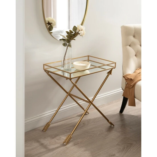 Hot Sale đĽ Silver Orchid Jalabert Arrow Metal Accent Table - 21x14x26 Satin Gold đ - Image 5